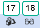 17. Show Objects That Reference the Selected Item is a cube, triangle, and circle icon, flat designed style. 18. Object lookup is a glasses icon, flat designed style. 